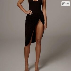 JLUXLABEL Namya-knotted Skirt. Size L, BLACK. Brand New